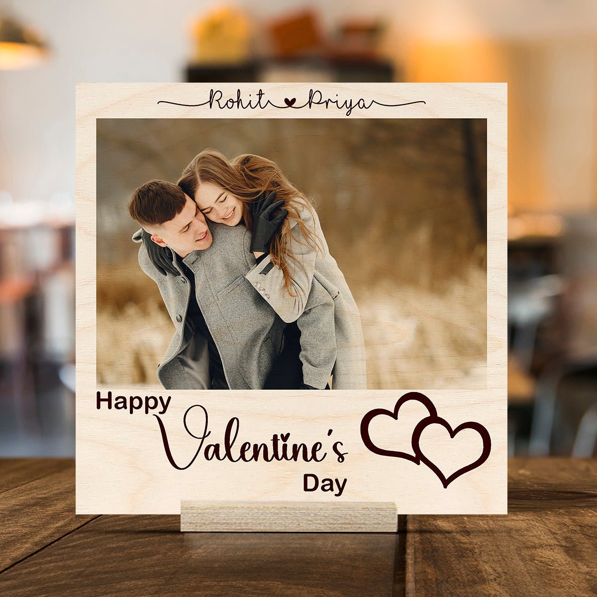 Unique Photo Print on Wood with Personalized Couple Keepsake Design - Sblossom