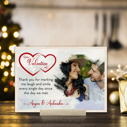 Valentine Custom Wood Print with Personalized Couple Heart Design - Sblossom