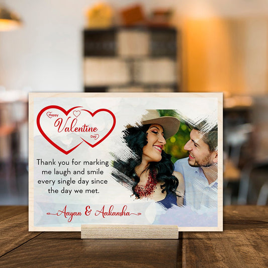 Valentine Custom Wood Print with Personalized Couple Heart Design - Sblossom