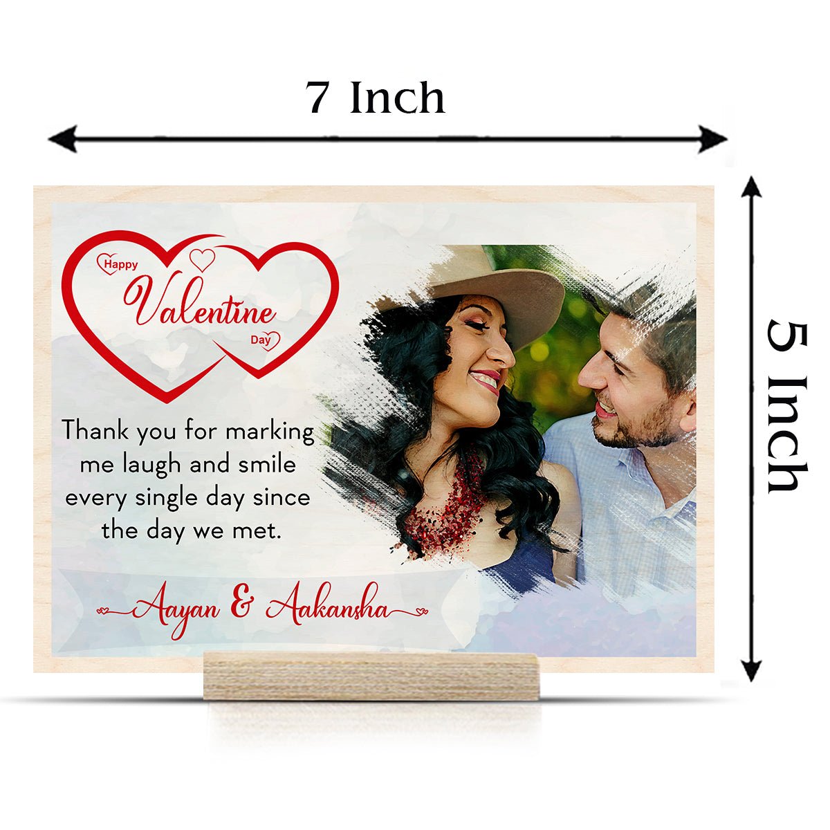 Valentine Custom Wood Print with Personalized Couple Heart Design - Sblossom