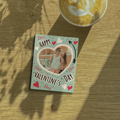 Valentine Doodle Fridge Magnet in Wood with Mint Green Photo - Sblossom
