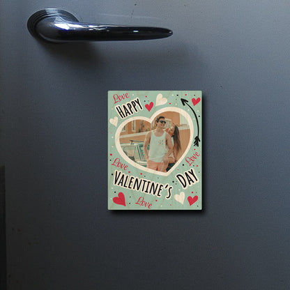 Valentine Doodle Fridge Magnet in Wood with Mint Green Photo - Sblossom