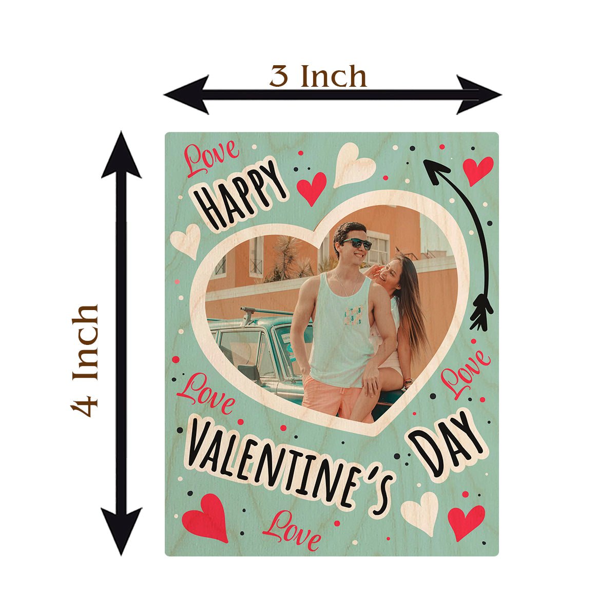 Valentine Doodle Fridge Magnet in Wood with Mint Green Photo - Sblossom