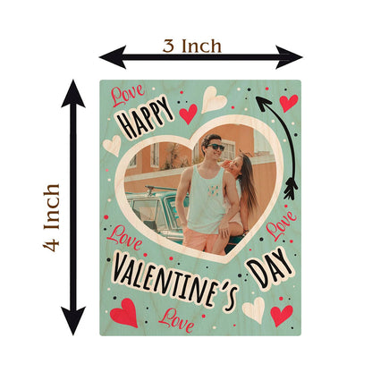 Valentine Doodle Fridge Magnet in Wood with Mint Green Photo - Sblossom