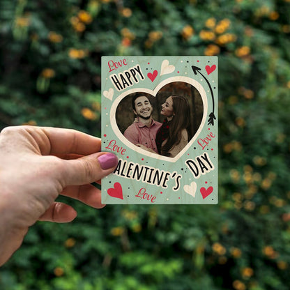 Valentine Doodle Fridge Magnet in Wood with Mint Green Photo - Sblossom