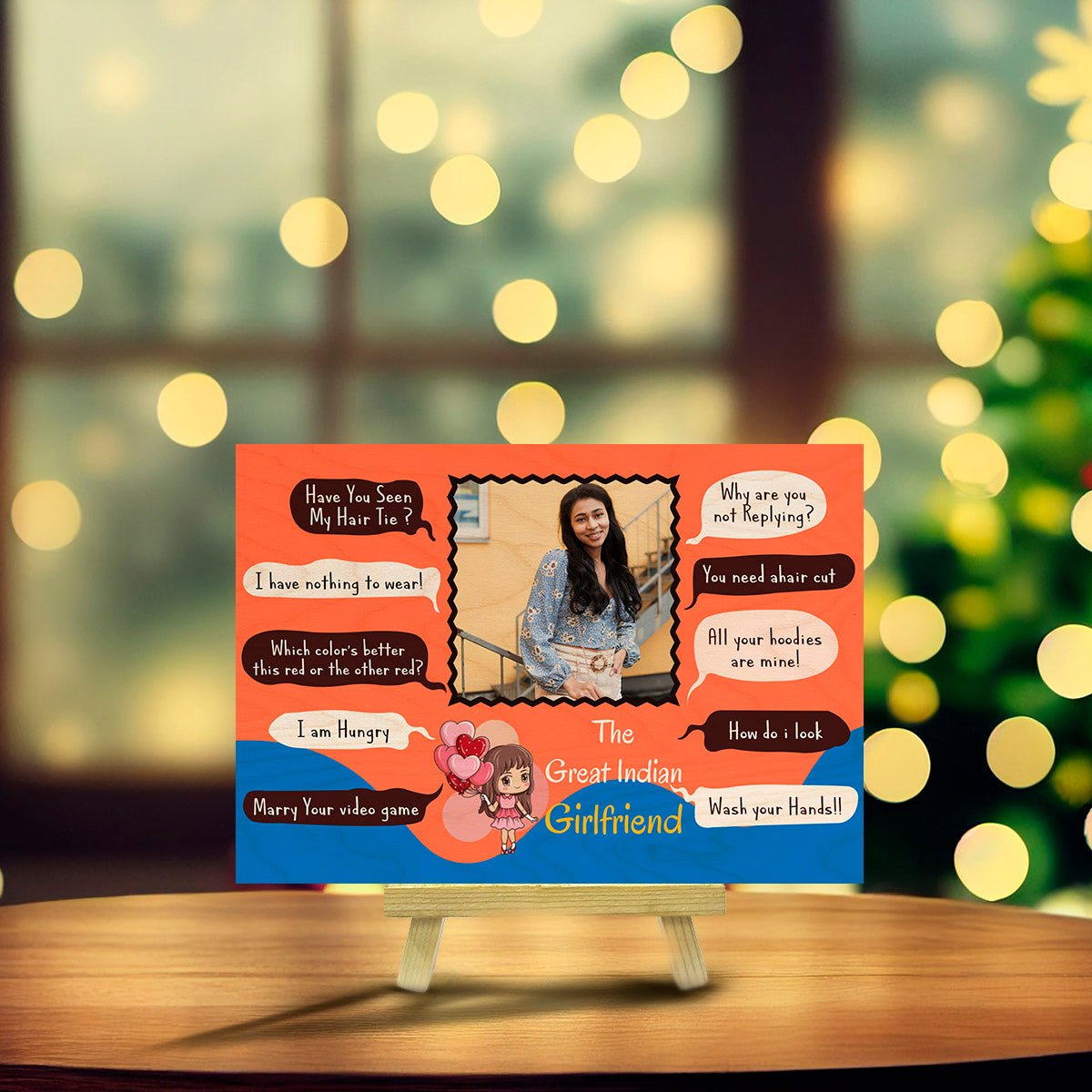 Valentine Gift for Her in Wood with Personalized Photo Print - Sblossom