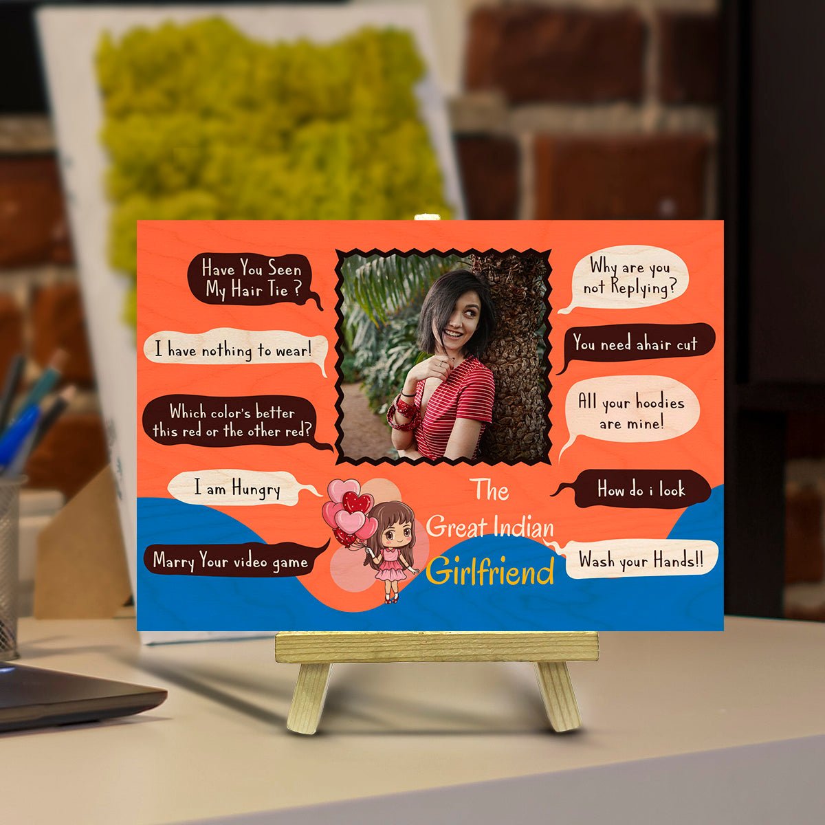 Valentine Gift for Her in Wood with Personalized Photo Print - Sblossom