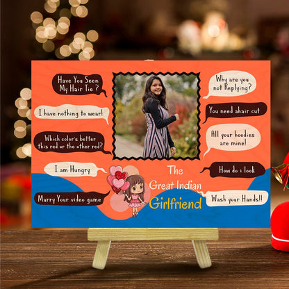 Valentine Gift for Her in Wood with Personalized Photo Print - Sblossom