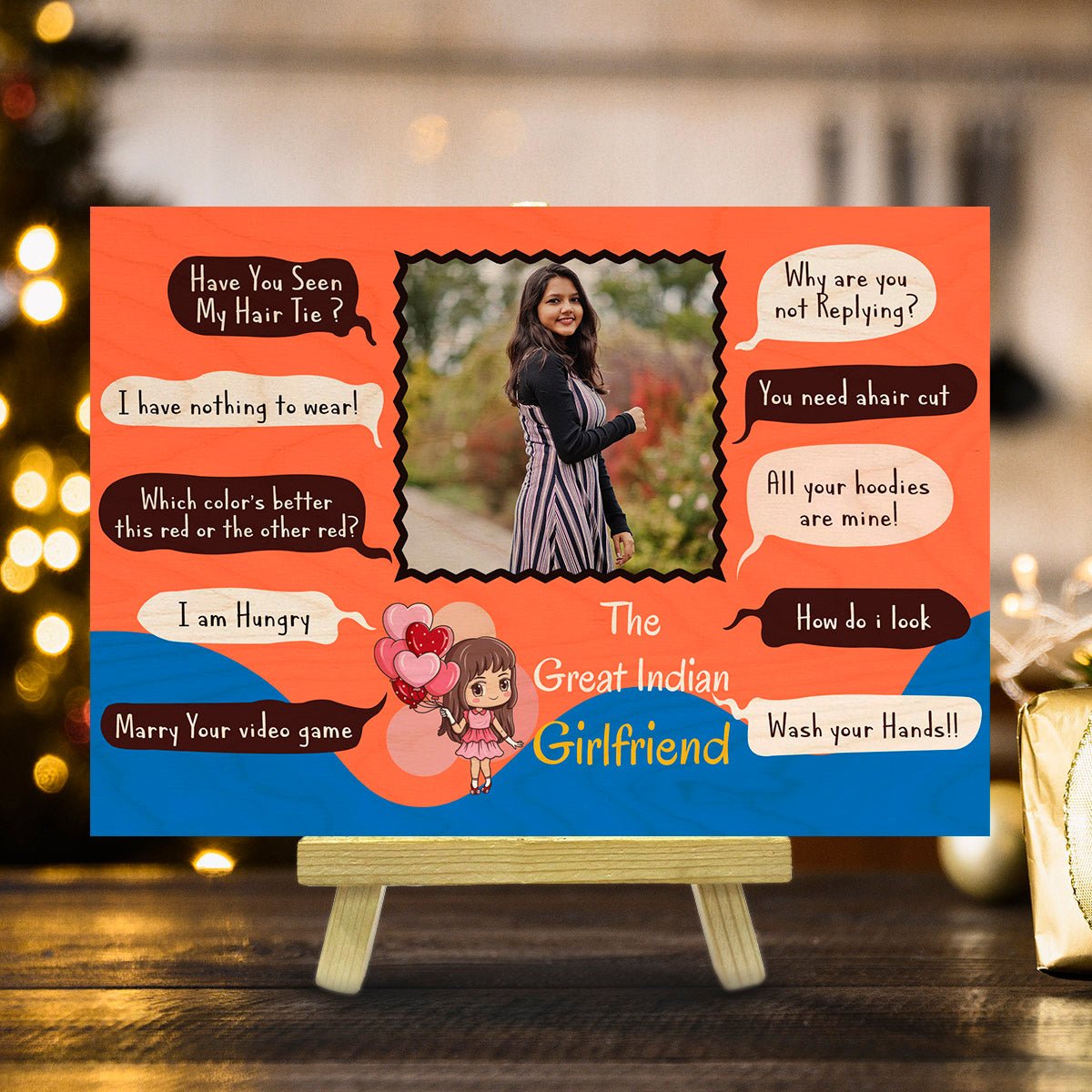 Valentine Gift for Her in Wood with Personalized Photo Print - Sblossom
