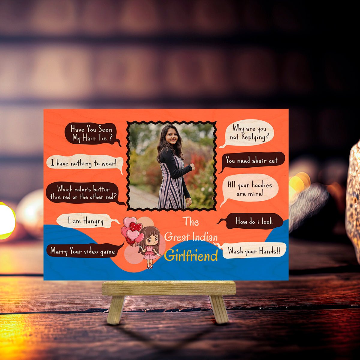 Valentine Gift for Her in Wood with Personalized Photo Print - Sblossom