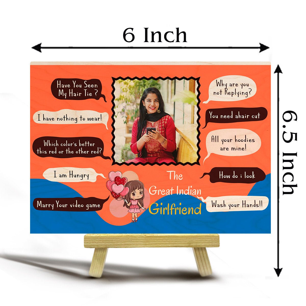 Valentine Gift for Her in Wood with Personalized Photo Print - Sblossom