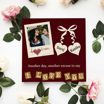 Valentine Photo Frame for Couples in Wood with Heart Design - Sblossom