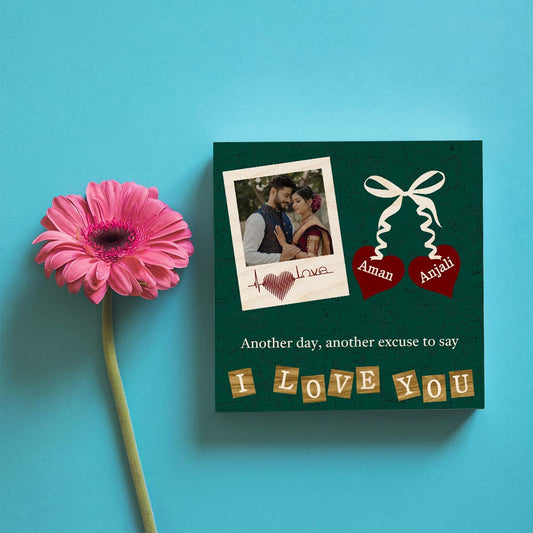 Valentine Photo Frame for Couples in Wood with Heart Design - Sblossom