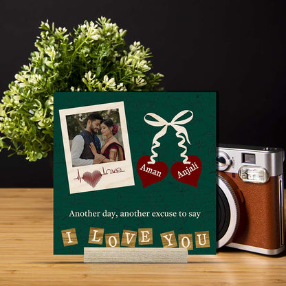 Valentine Photo Frame for Couples in Wood with Heart Design - Sblossom