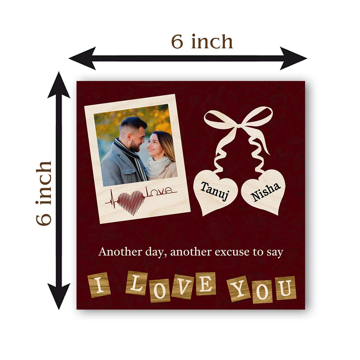 Valentine Photo Frame for Couples in Wood with Heart Design - Sblossom