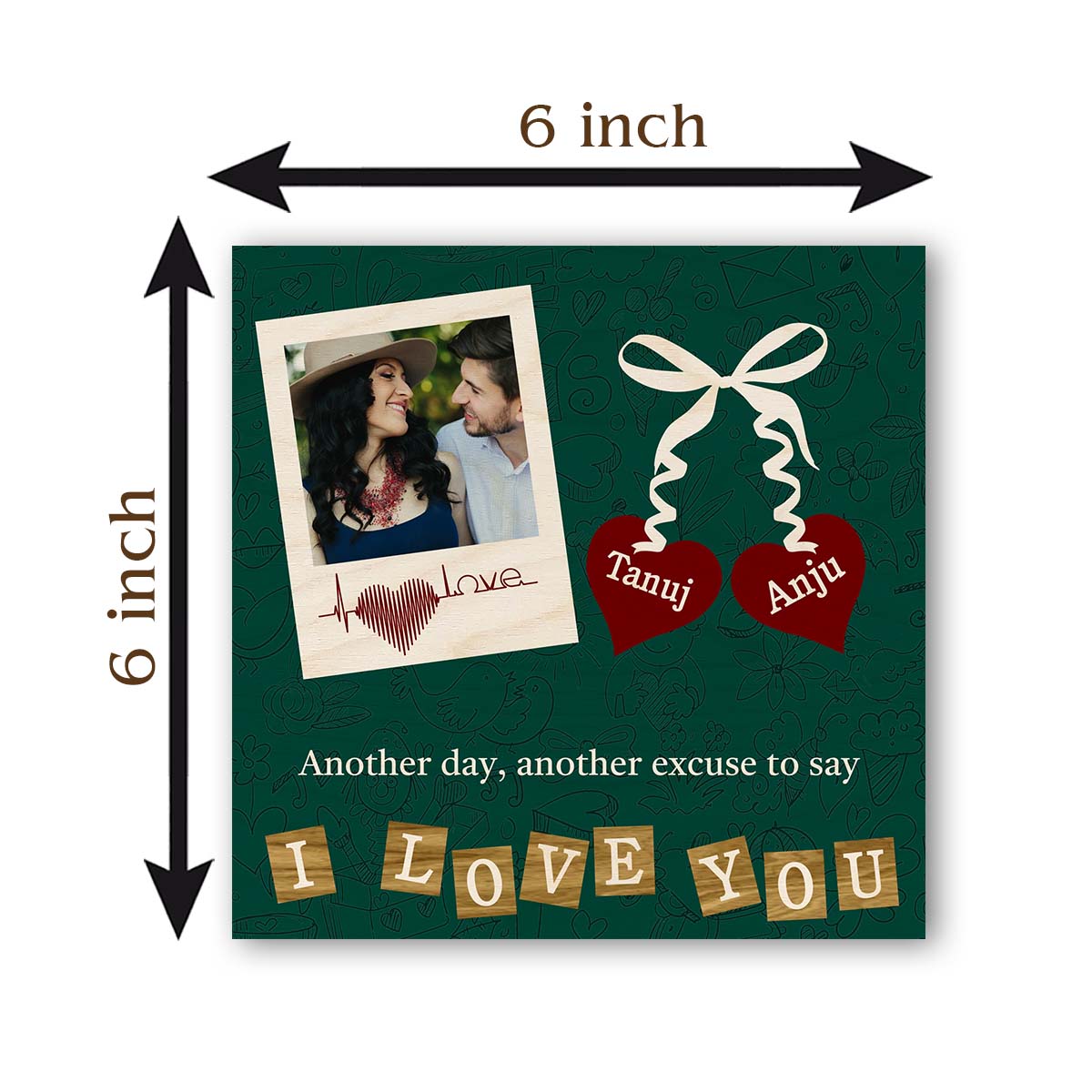 Valentine Photo Frame for Couples in Wood with Heart Design - Sblossom