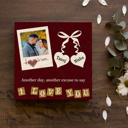 Valentine Photo Frame for Couples in Wood with Heart Design - Sblossom