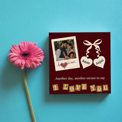Valentine Photo Frame for Couples in Wood with Heart Design - Sblossom