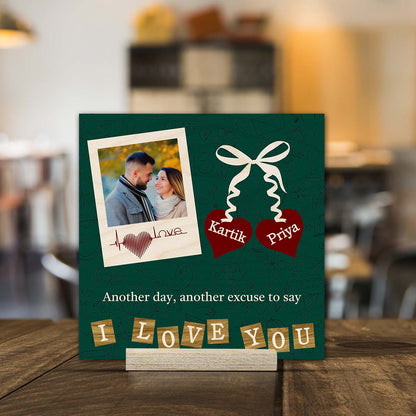 Valentine Photo Frame for Couples in Wood with Heart Design - Sblossom