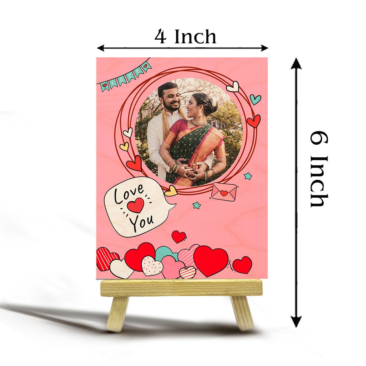 Valentine Photo Print with Stand in Wood and Personalized Picture - Sblossom