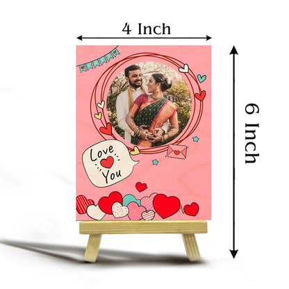 Valentine Photo Print with Stand in Wood and Personalized Picture - Sblossom