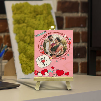 Valentine Photo Print with Stand in Wood and Personalized Picture - Sblossom