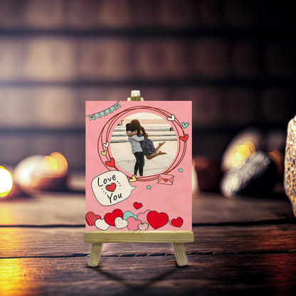 Valentine Photo Print with Stand in Wood and Personalized Picture - Sblossom