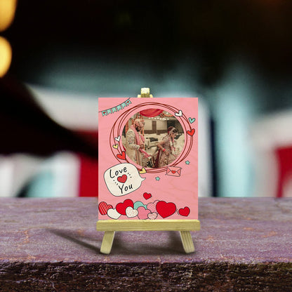 Valentine Photo Print with Stand in Wood and Personalized Picture - Sblossom