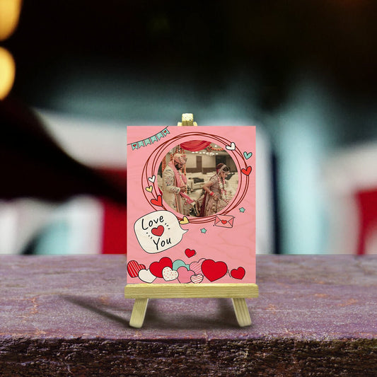 Valentine Photo Print with Stand in Wood and Personalized Picture - Sblossom