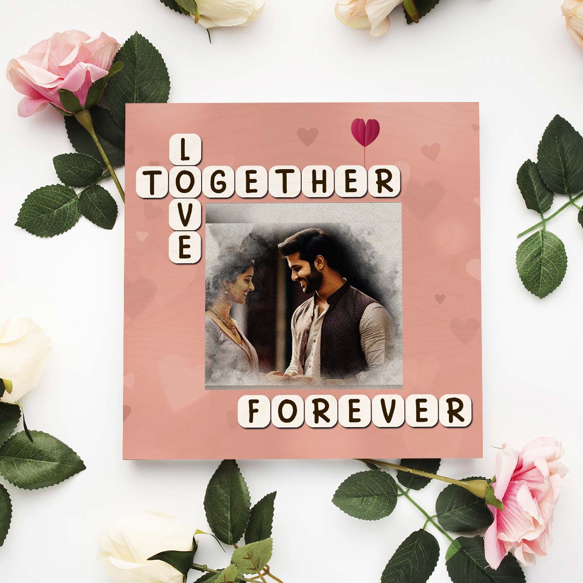 Valentine Wood Print Gift with Forever Theme for Couples - Sblossom