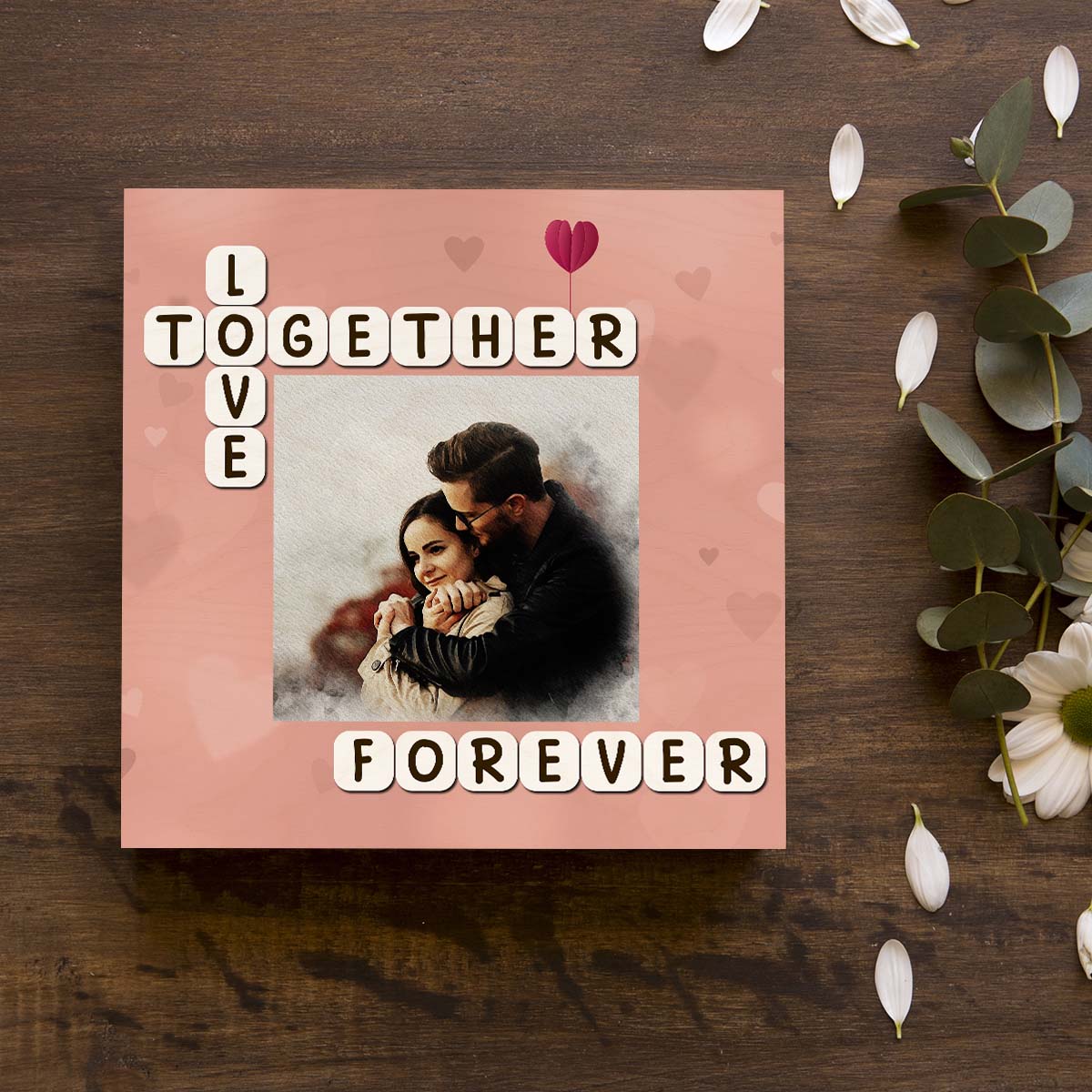Valentine Wood Print Gift with Forever Theme for Couples - Sblossom