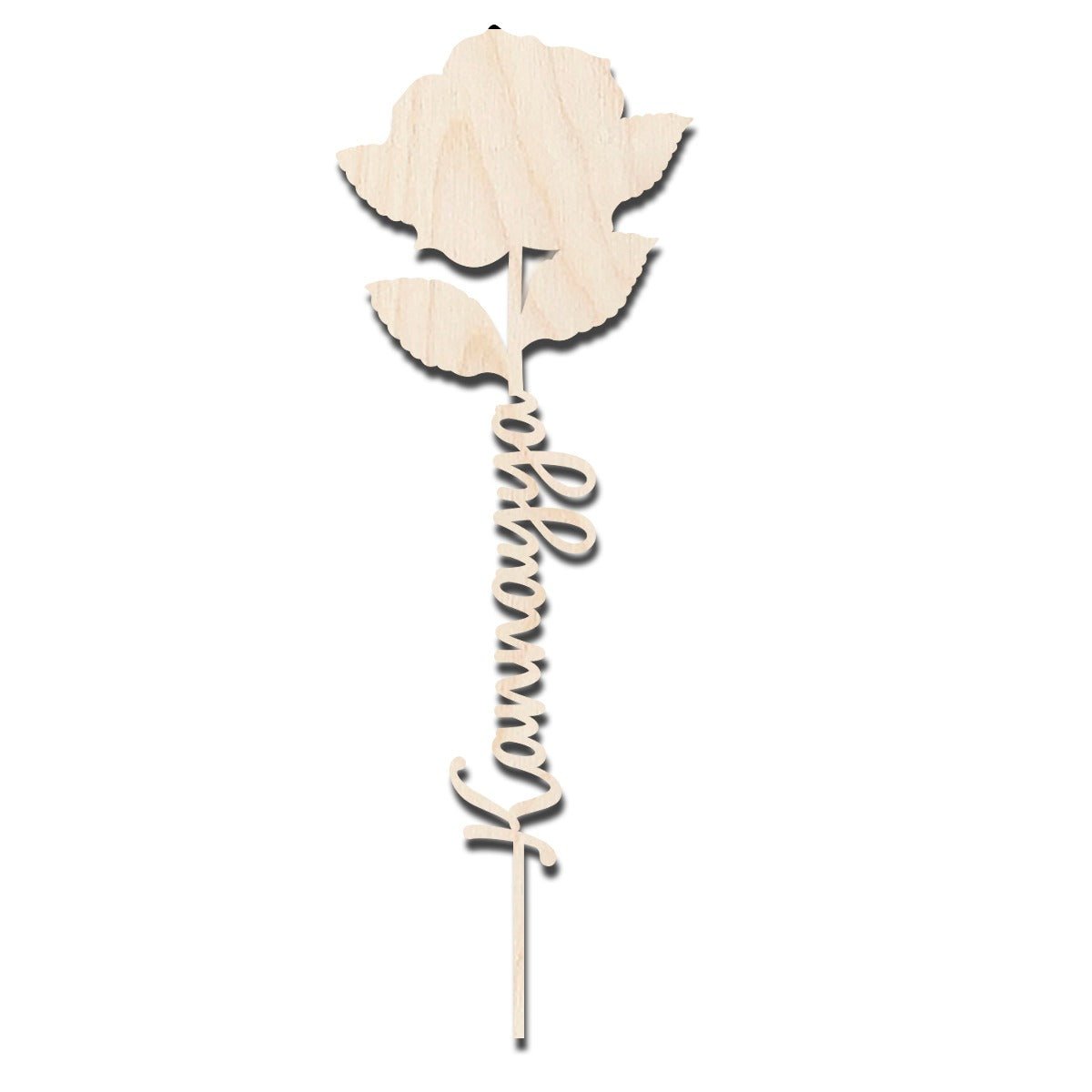 Valentine Wooden Rose with Personalized Laser Cut Name Design - Sblossom