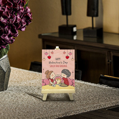 Valentines Day Photo Frame in Wood with Personalized Couple Design - Sblossom