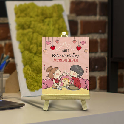 Valentines Day Photo Frame in Wood with Personalized Couple Design - Sblossom