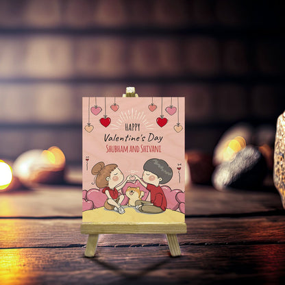 Valentines Day Photo Frame in Wood with Personalized Couple Design - Sblossom