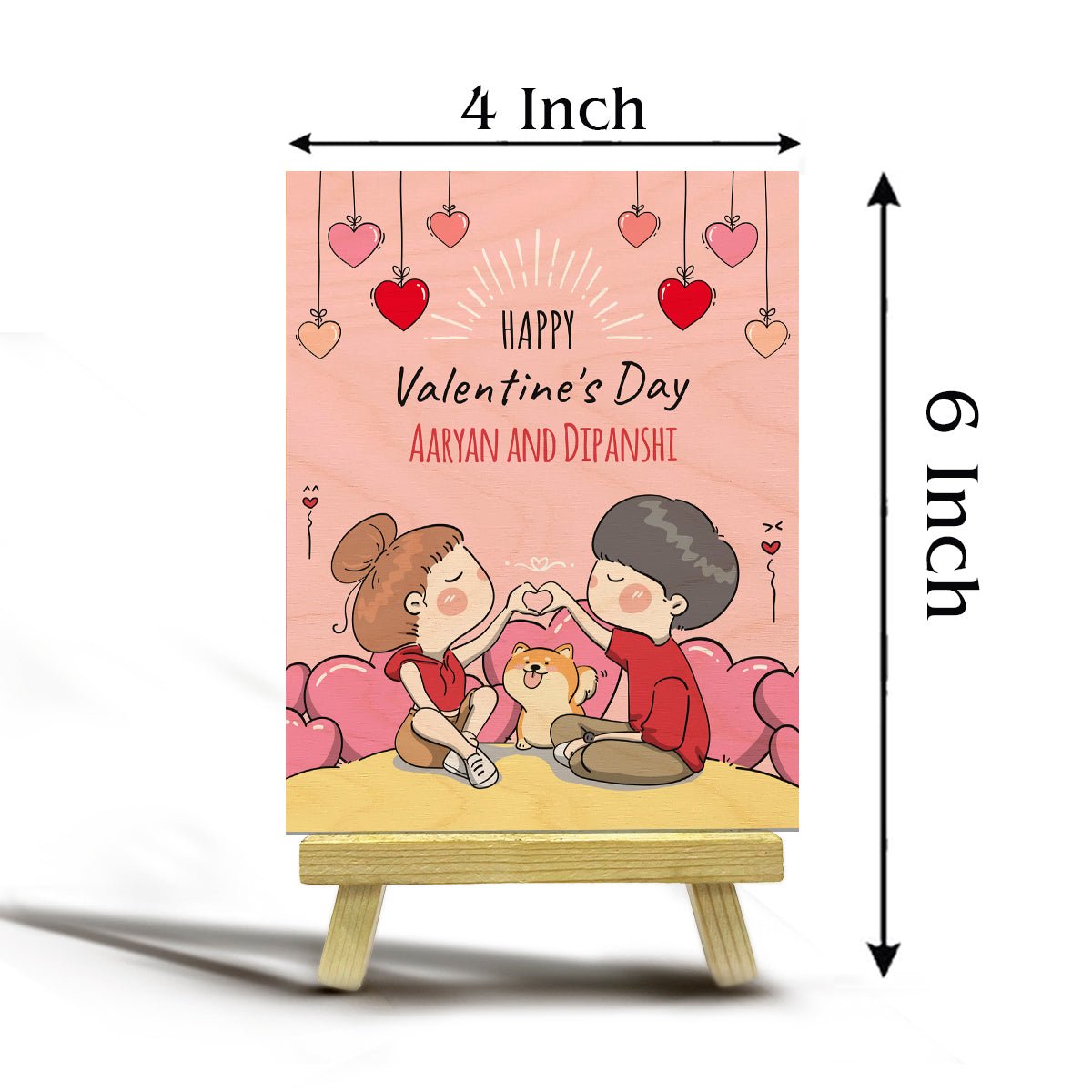 Valentines Day Photo Frame in Wood with Personalized Couple Design - Sblossom