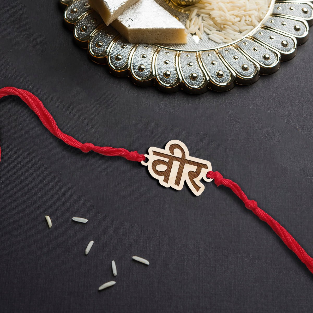 Veer Rakhi for Brother in Wood with Custom Name Laser Cut Design - Sblossom