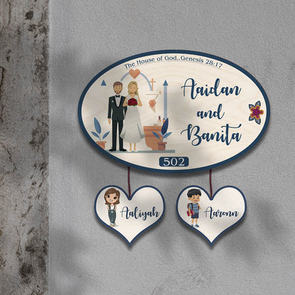 Verse-Arch Christian Couple Name Plate Design for Home - Sblossom