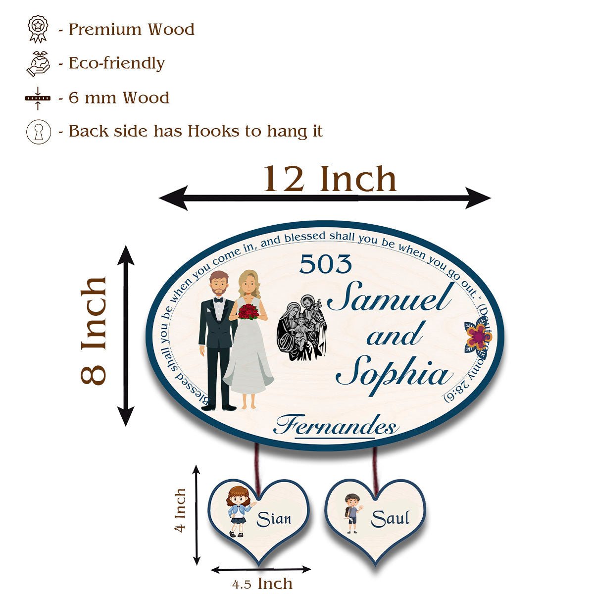 Verse-Arch Christian Couple Name Plate Design for Home - Sblossom