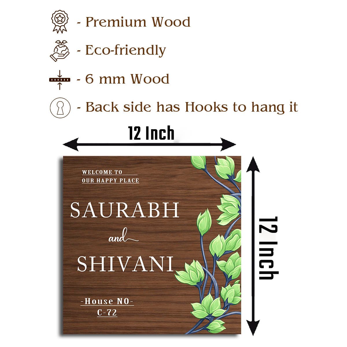 Vine-Arch Royal Name Plate Design Board for Main Door - Sblossom