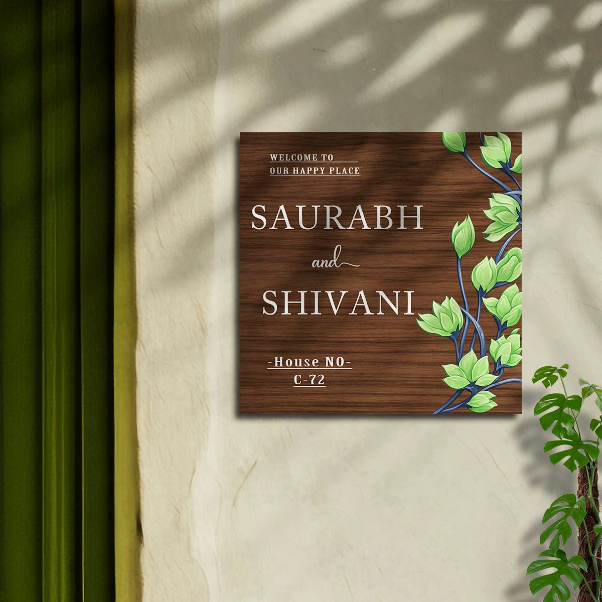 Vine-Arch Royal Name Plate Design Board for Main Door - Sblossom