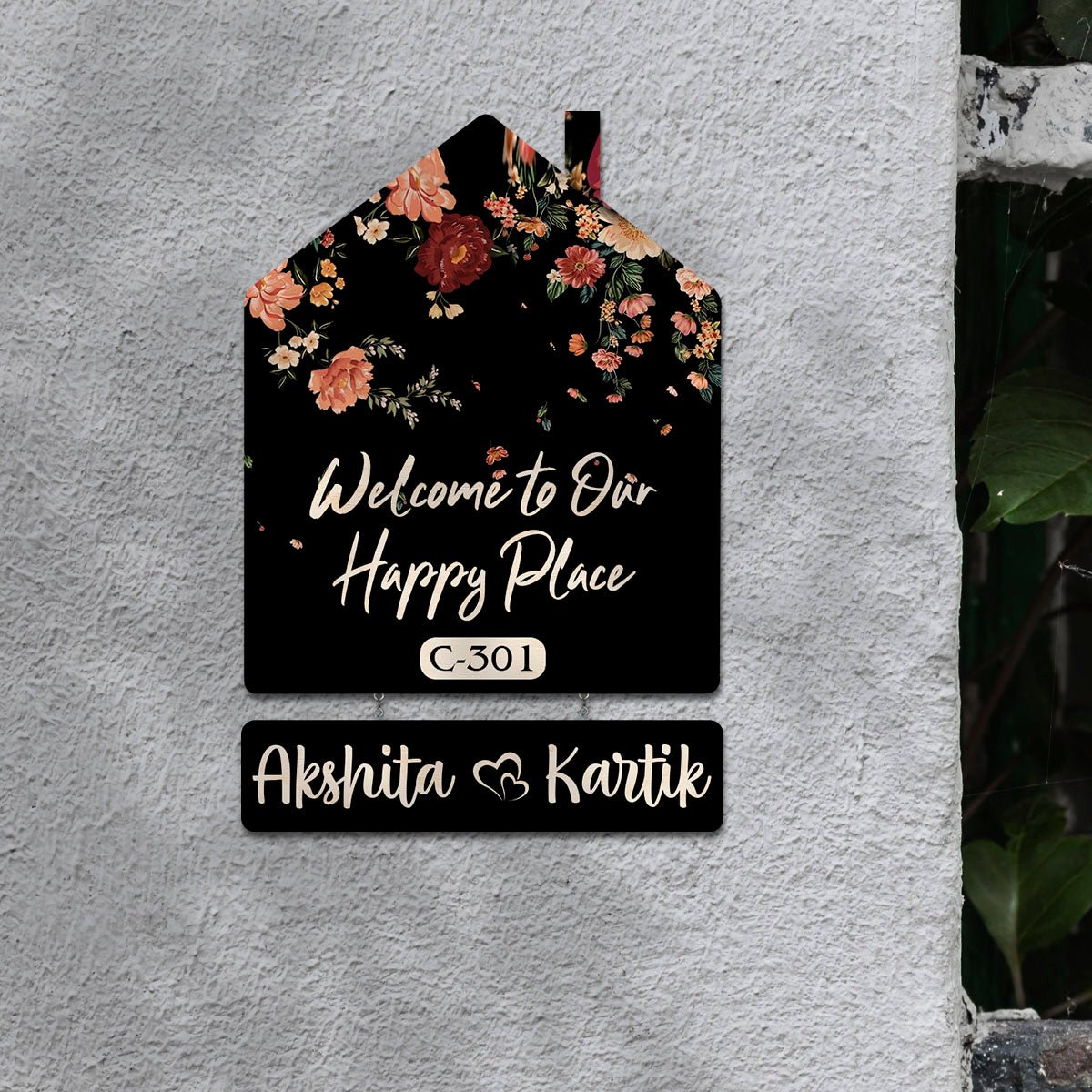 Vintage Name Plate for Home – Floral Hut Hanging Set - Sblossom