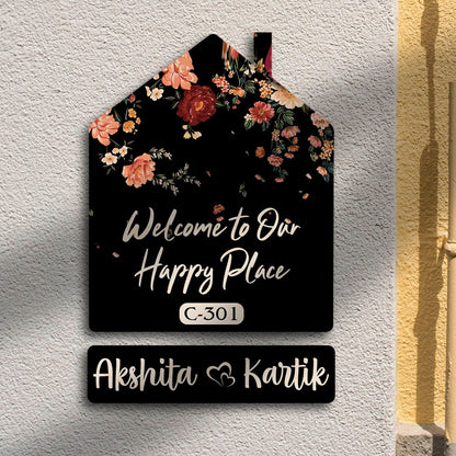Vintage Name Plate for Home – Floral Hut Hanging Set - Sblossom