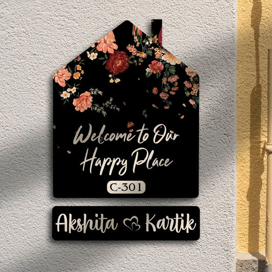 Vintage Name Plate for Home – Floral Hut Hanging Set - Sblossom