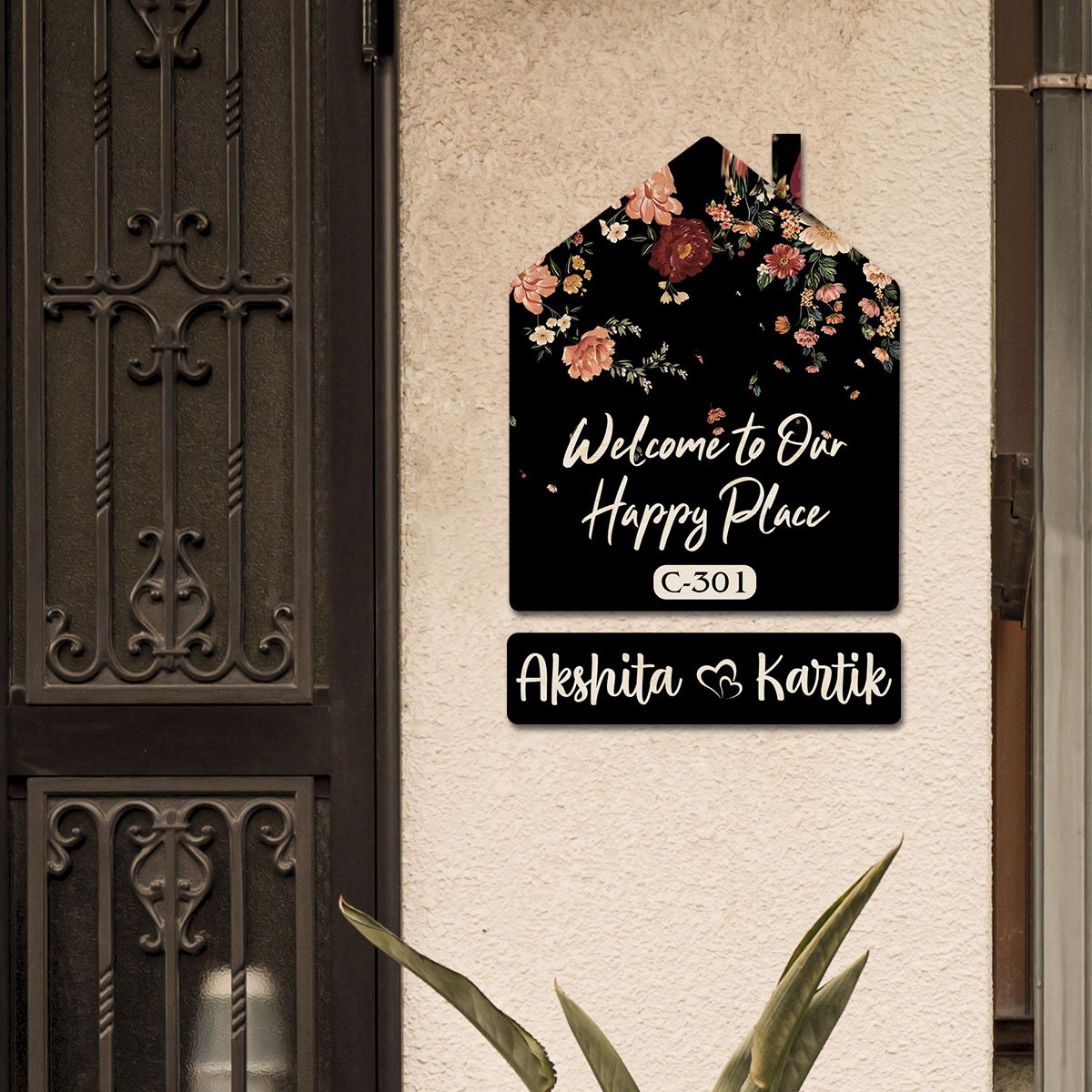 Vintage Name Plate for Home – Floral Hut Hanging Set - Sblossom