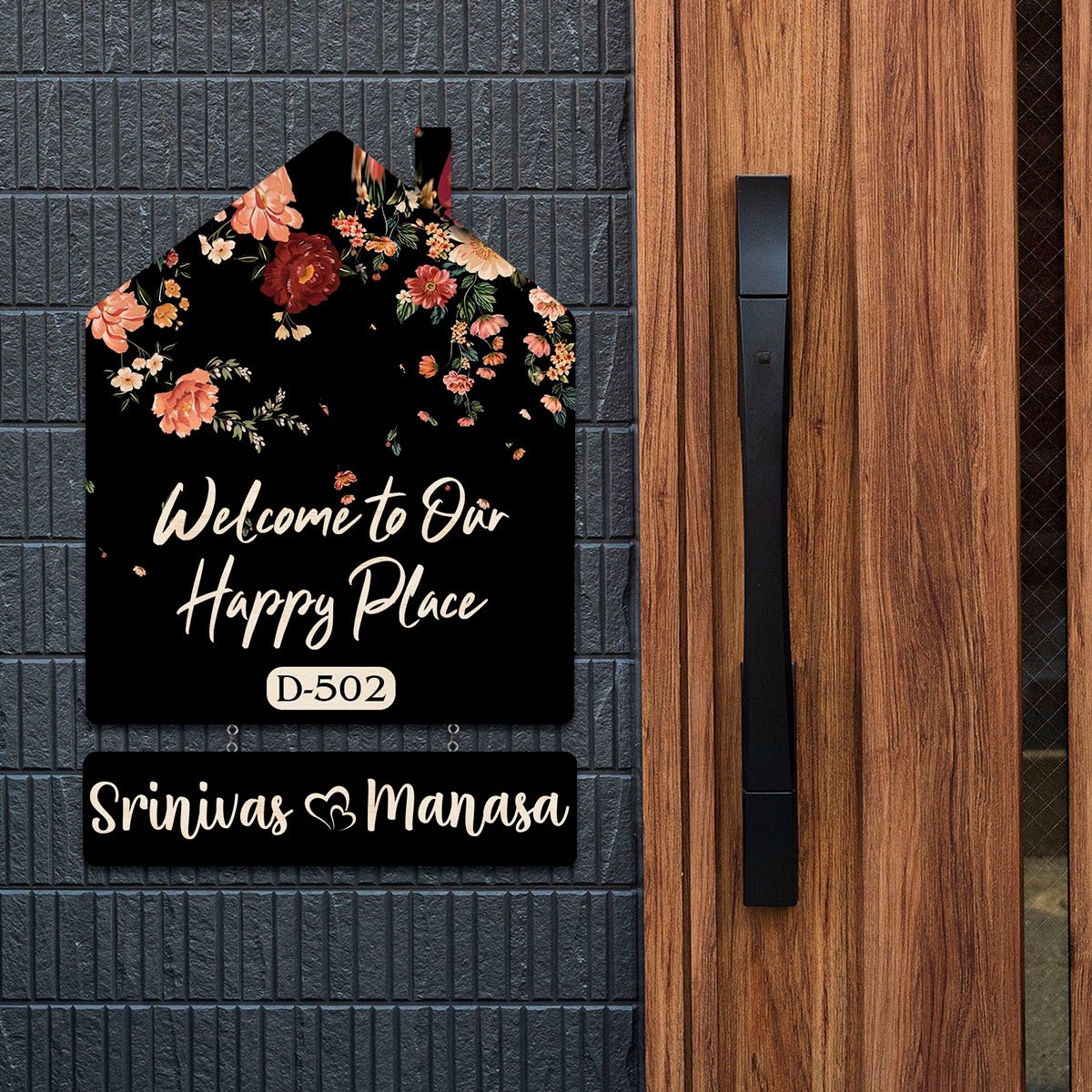 Vintage Name Plate for Home – Floral Hut Hanging Set - Sblossom