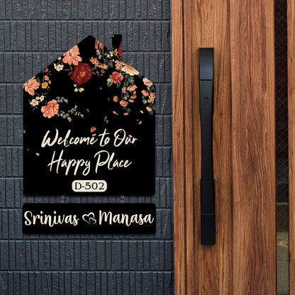 Vintage Name Plate for Home – Floral Hut Hanging Set - Sblossom