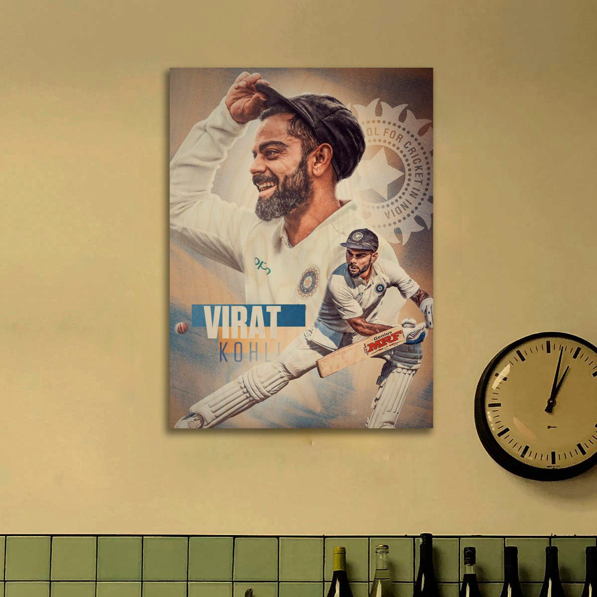 Virat Kohli Wood Print with Vintage Cricket Fan Design - Sblossom