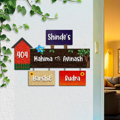 Wall Hanging Name Plate – Multi-Panel Family in 3D - Sblossom