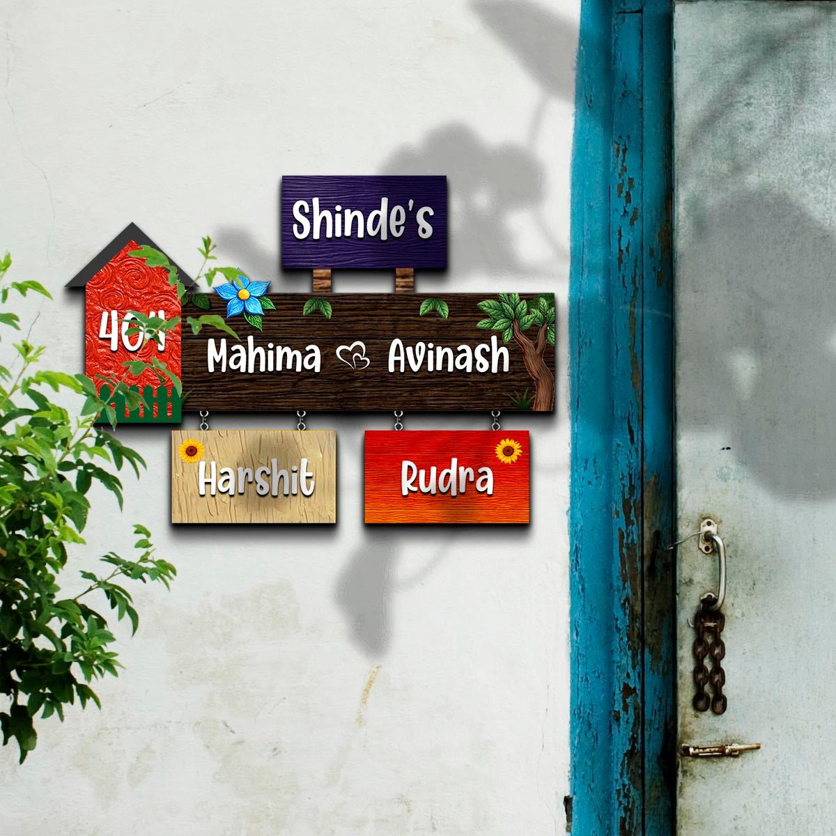 Wall Hanging Name Plate – Multi-Panel Family in 3D - Sblossom